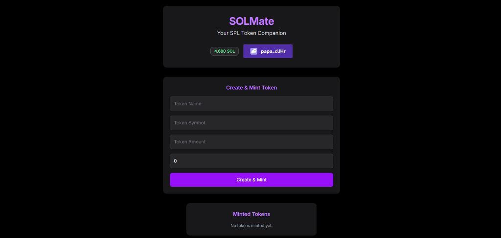 SOLMate — Solana Token Dashboard